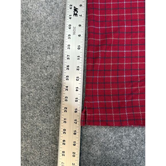 Lands' End Traditional Fit Men's XL Red / White Plaid Long Sleeve Polo Shirt - Picture 7 of 8
